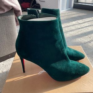 Green Velour Louboutin Booties